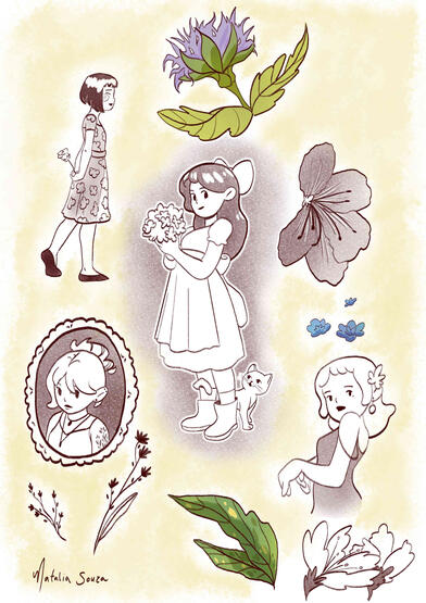 sketches flowers